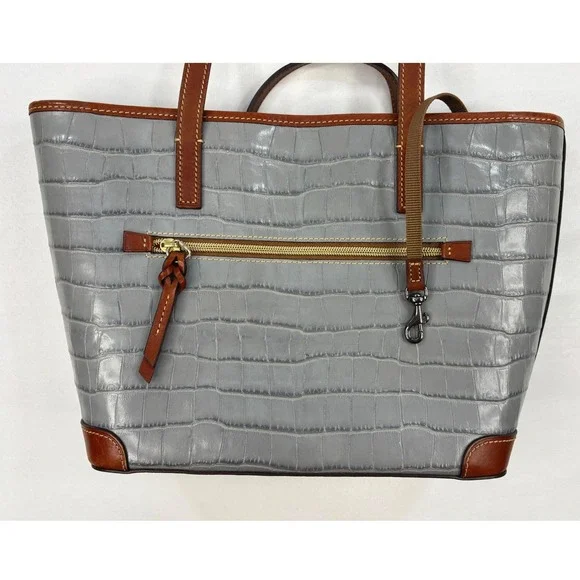 Dooney & Bourke Tote Bag in a Gray Crocodile-Embossed Leather Finish - Picture 5 of 16